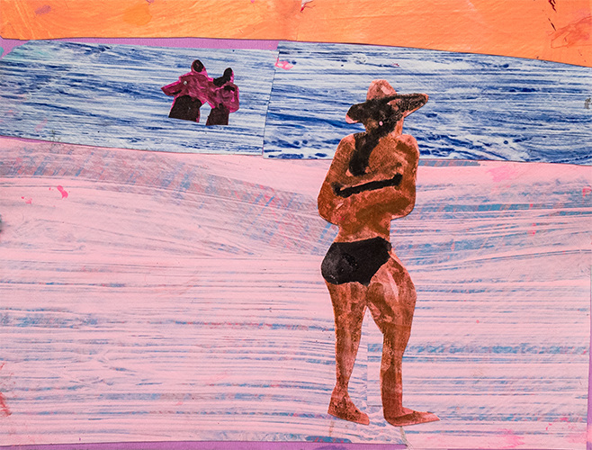 Akumal Beach IV Works on Paper Collage on paper