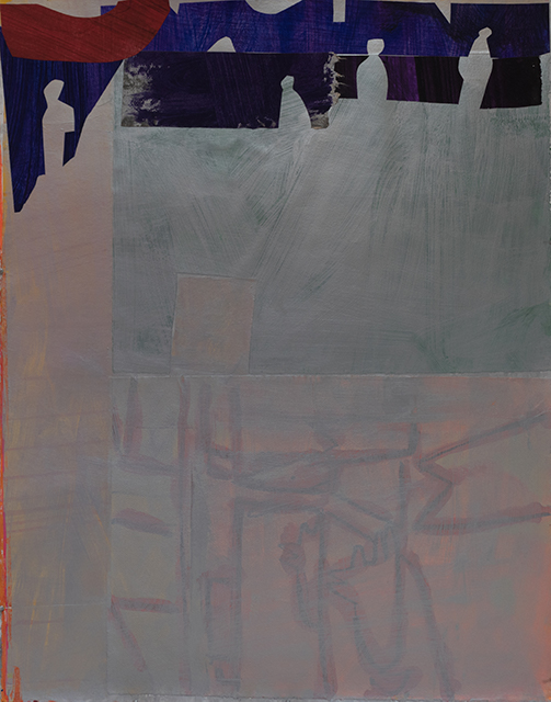 Vertical Crowd Works on Paper Collage on Paper