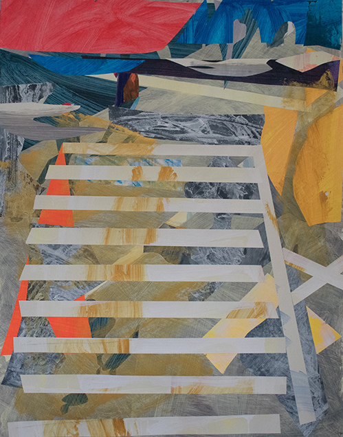 Red Awning Works on Paper Collage on Paper