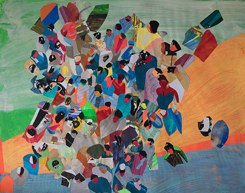 Crowd Works on Paper Collage on Paper
