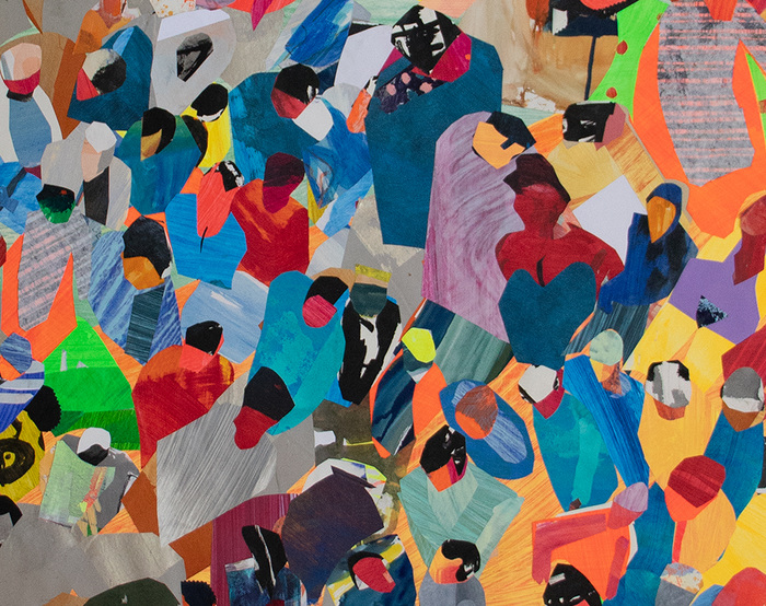 Detail of "Gathering Crowd" Works on Paper Collage on Paper