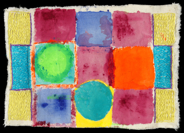 Embroidery 2a Random Acrylic paint and silk embroidery thread on canvas