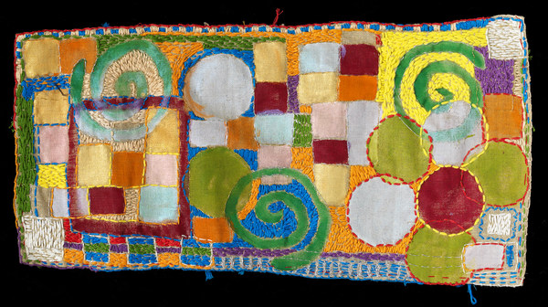 Deborah Kamy Hull Embroideries Acrylic paint, silk and metallic embroidery thread on linen