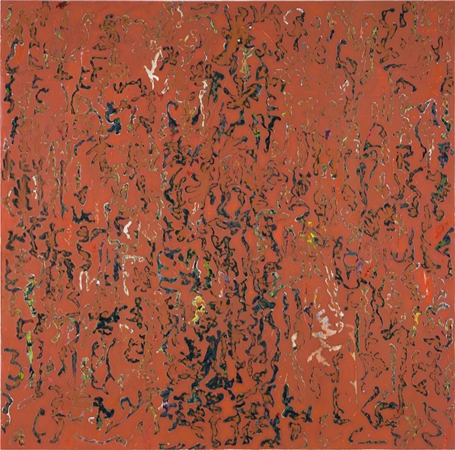 Glyph Series: Sustain Red Deborah Davidson Selected Past Work Acrylic on Vellum Mounted on Wood Panel