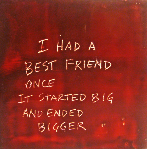 Best Friend The Talkies oil paint, encasutic wax, carnauba wax on birch panel