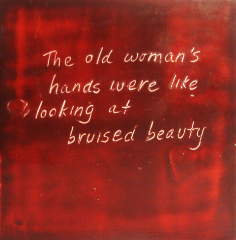 Bruised Beauty The Talkies oil paint, encasutic wax, carnauba wax on birch panel