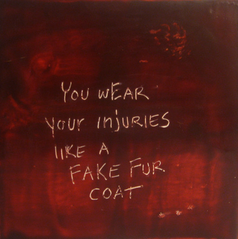 Fake Fur Coat The Talkies oil paint, encasutic wax, carnauba wax on birch panel