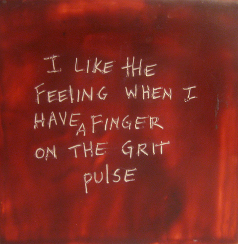 Grit Pulse The Talkies oil paint, encasutic wax, carnauba wax on birch panel