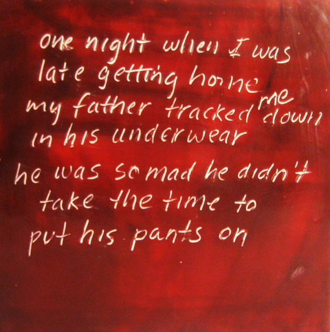Missed Curfew The Talkies oil paint, encasutic wax, carnauba wax on birch panel