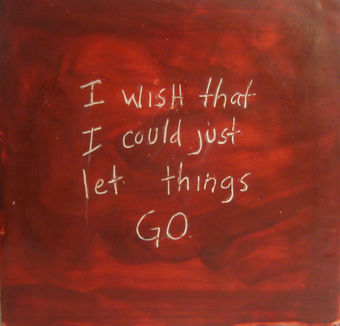 Letting Go The Talkies oil paint, encasutic wax, carnauba wax on birch panel