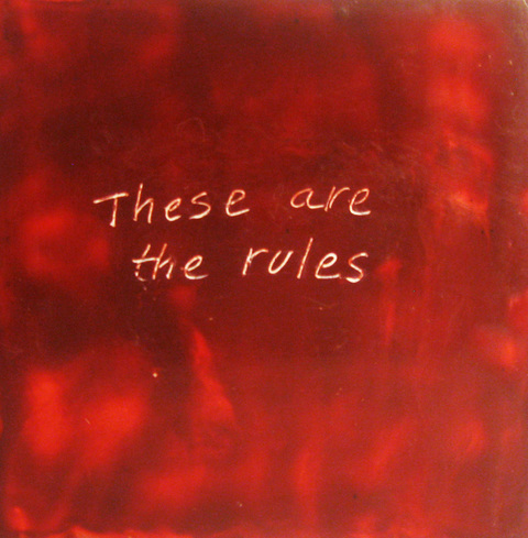 Rules The Talkies oil paint, encasutic wax, carnauba wax on birch panel