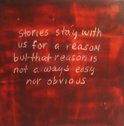 Reason The Talkies oil paint, encasutic wax, carnauba wax on birch panel