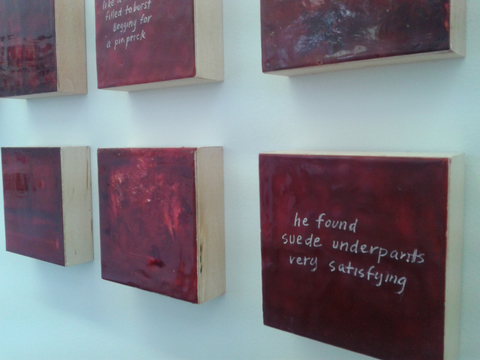 The Talkies, Installation View The Talkies oil paint, encaustic wax, carnauba wax on birch panel