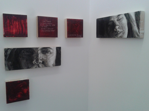 Tha Talkies, Installation View The Talkies oil paint, encaustic wax, carnauba wax on birch panel