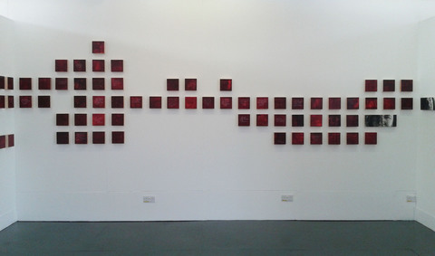The Talkies, Installation View The Talkies oil paint, encaustic wax, carnauba wax on birch panel