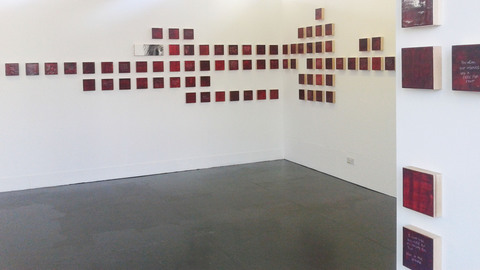 The Talkies, Installation View The Talkies oil paint, encaustic wax, carnauba wax on birch panel