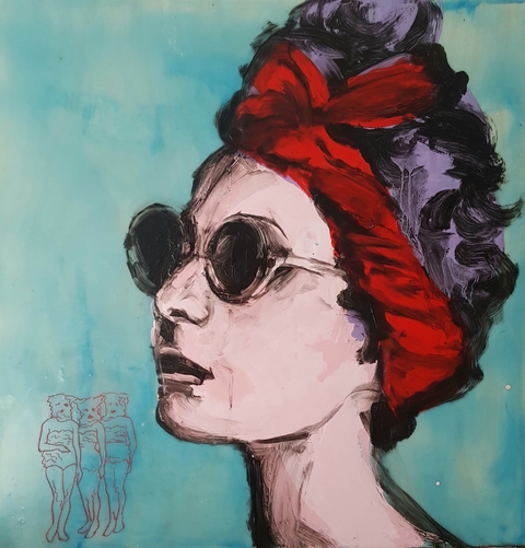 Glamour Pussy #1 Glamour Pussies oil paint, encaustic, and carnauba wax on birch panel