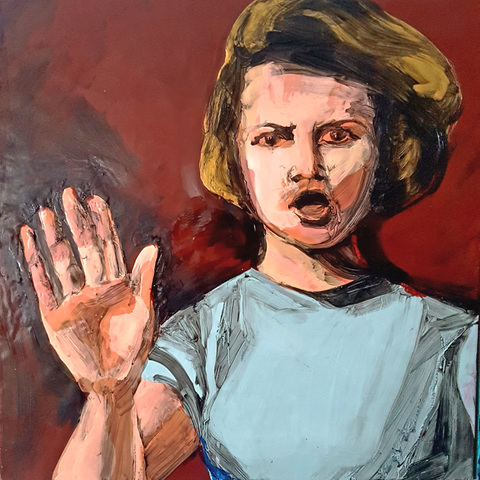 I want to be beautiful but its too late for that, even on the inside Glamour Pussies oil and encaustic wax on birch panel