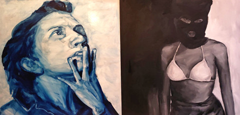 Black and Blue Monochromatics oil on plywood
