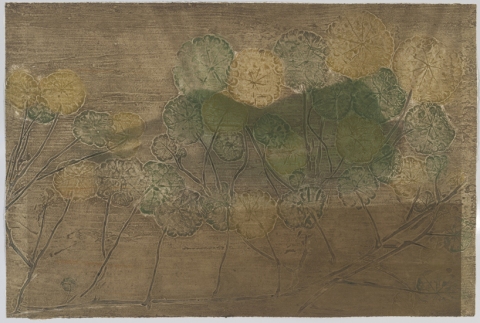 Dreaming Nasturtium II Creatura Botanica: Human and Plant Forms Conjoined collagraph on cotton ultrachrome photo print mounted on stretched canvas