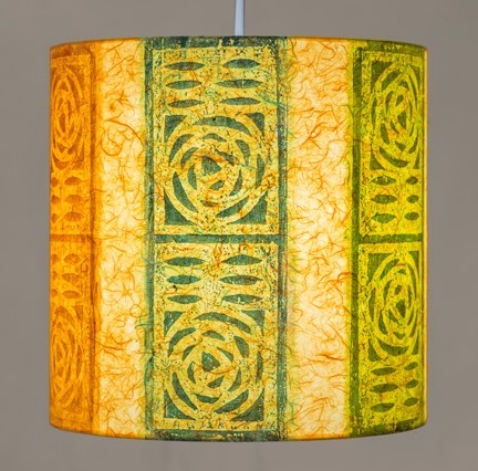 Rosette (carnival) Belfast Bay Shade Company: Handcrafted Lampshades Collagraph hand-printed on archival paper and fused to styrene on steel shade rings
