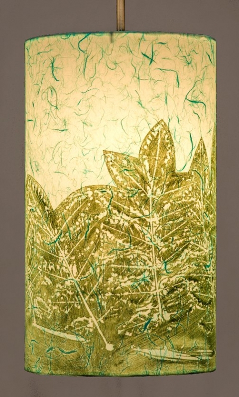 Wisteria Belfast Bay Shade Company: Handcrafted Lampshades Botanical collagraph hand-printed on archival paper and fused to styrene on steel shade rings