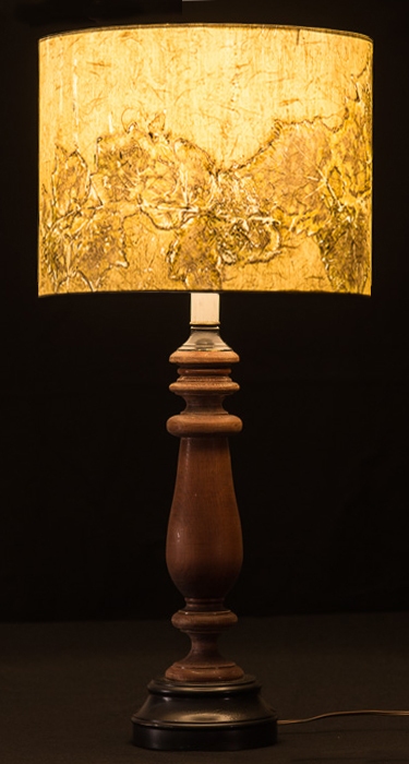 Grapevine (earth tones) Table & Floor Lamps Botanical collagraph hand-printed on archival paper and fused to styrene on steel shade rings