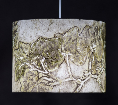 Winter Squash (earth tones) Belfast Bay Shade Company: Handcrafted Lampshades Botanical collagraph hand-printed on archival paper and fused to styrene on steel shade rings