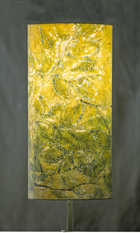 Beech in blues and greens (a la poupee) Belfast Bay Shade Company: Handcrafted Lampshades Botanical Collagraph hand-printed on archival paper and fused to styrene on steel shade rings