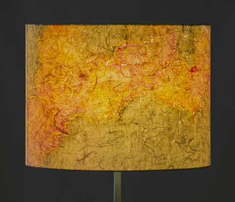 Grapevine autumn hues (a la poupee) Belfast Bay Shade Company: Handcrafted Lampshades Botanical Collagraph hand-printed on archival paper and fused to styrene on steel shade rings