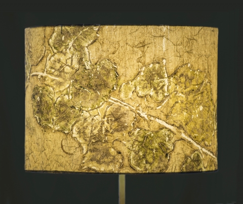 Grapevine earth tones (a la poupee) Belfast Bay Shade Company: Handcrafted Lampshades Botanical Collagraph hand-printed on archival paper and fused to styrene on steel shade rings