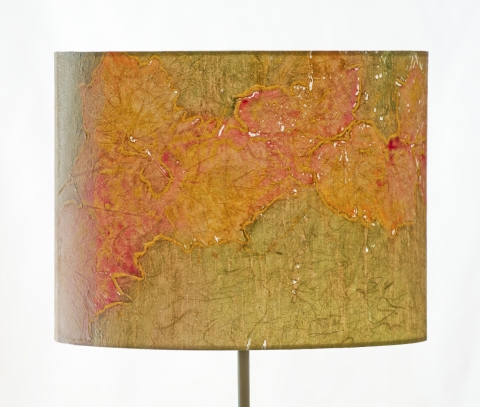 Grapevine autumn hues (a la poupee) Belfast Bay Shade Company: Handcrafted Lampshades Botanical Collagraph hand-printed on archival paper and fused to styrene on steel shade rings