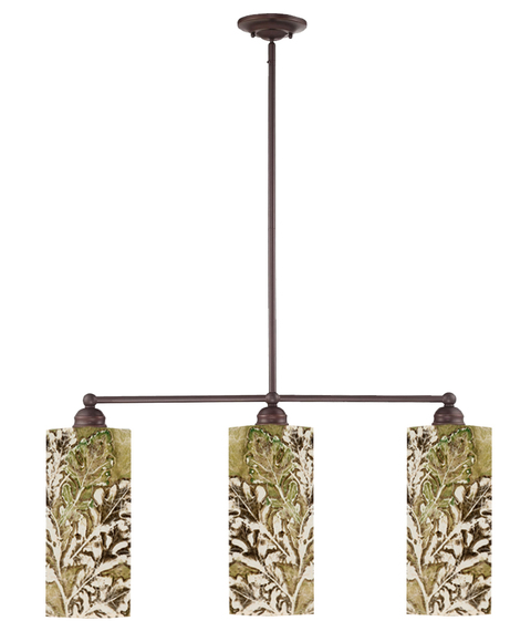 3-light island pendant with 7 x 16 Oak umber Fixtures: pendants, island lighting, sconces & vanities oil-rubbed bronze finish