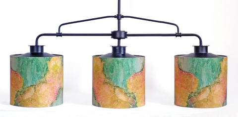 3-light island pendant with 9 x 8 Grapevine in jewel tones Fixtures: pendants, island lighting, sconces & vanities oil-rubbed bronze finish