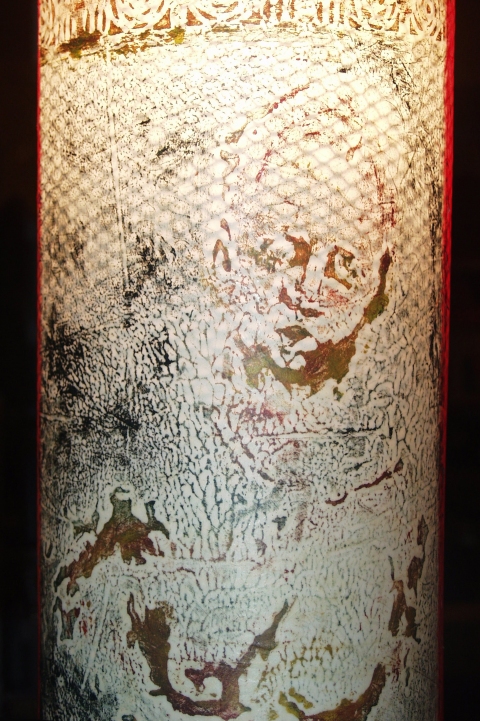sigh (detail) Luminaires collagraphs on kozo wrapping steel armature