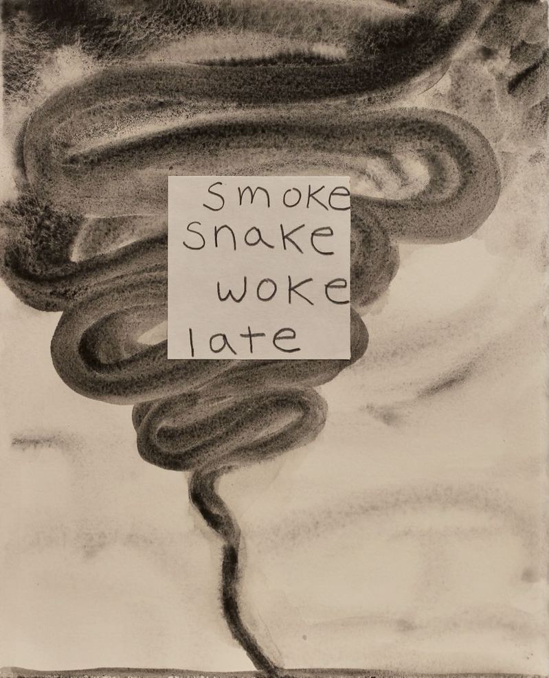 "Smoke Snake" Douglas Culhane Word Drawings watercolor, pencil and collage on paper