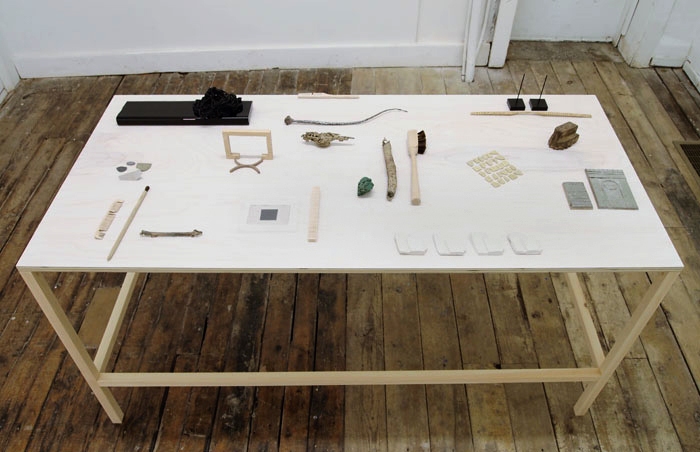 Long Table The Pleasure's Mine Rock, loofa, film, glass, plaster, clay, wood, hair, bronze