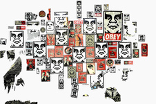 EGON ZIPPEL / Online Archive DEVANDALIZING Stickers poster fragments from NYC on canvas
