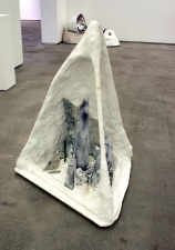 Elisa Lendvay Studio Reiterations (memory) and Thought forms wood, plaster, charred wood, mirror frame, acrylic paint