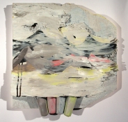 Elisa Lendvay Studio Reiterations (memory) and Thought forms oil paint on birch bark and wood