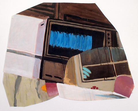Sunkist Television Remnants acrylic, ink & gesso on paper