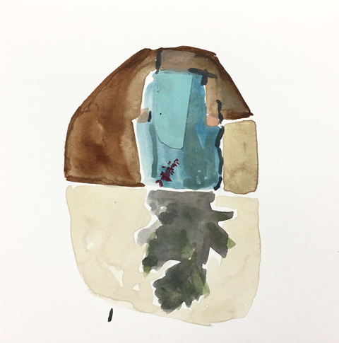 Brooch Remnants Watercolor and collage
