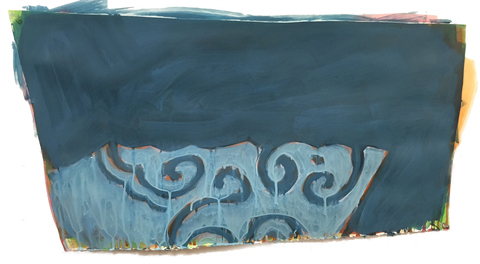 Decorative Blue Remnants acrylic, ink & gesso on paper