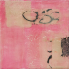 Elizabeth Harris WALL SCULPTURE Encaustic, fabric and paper on panel