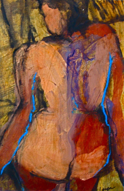 BLUE LINES ON HER Figures & Portraits Oil & Oil Pastel / 13 x 9