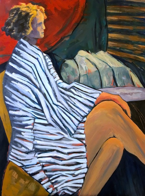 STRIPED ROBE Figures & Portraits Oil / 40 x 28