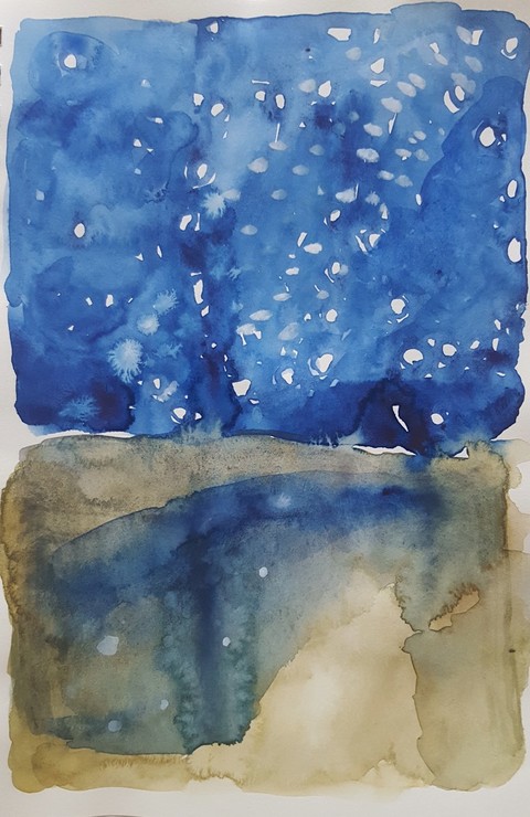 Elizabeth Terhune Constellations, Sipping at the Ear of Being watercolor