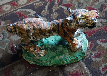 Fred Adell - Wildlife Artist Cats (wild) sculpture (fired clay, paper mache, acrylic)  