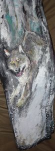 Fred Adell - Wildlife Artist Dogs (wild) and Wolves Acrylic on jeans