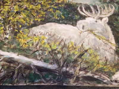 Fred Adell - Wildlife Artist Deer Mixed Media (Ink, watercolor, tempera) on illustration board